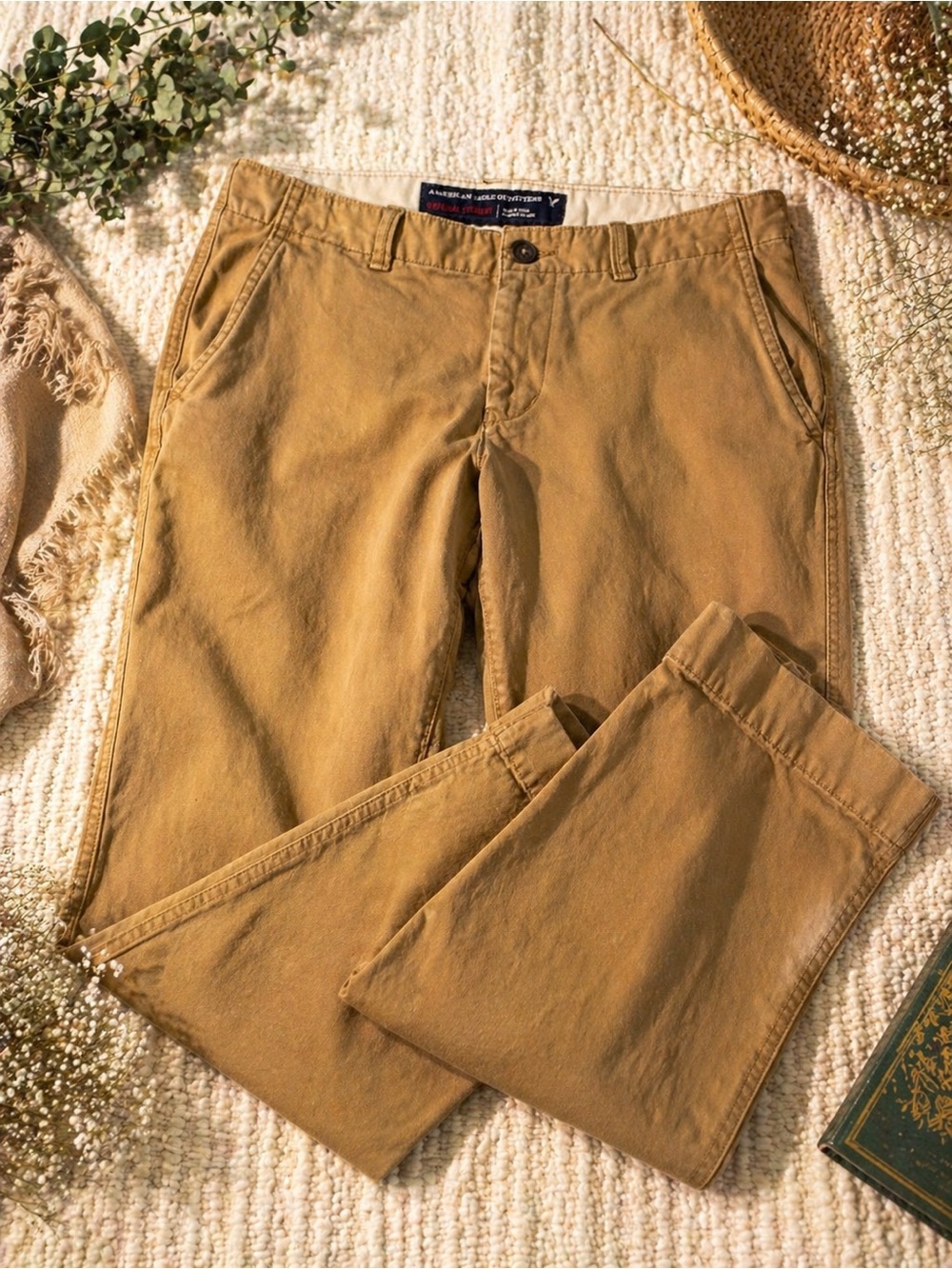 American Eagle Outfitters Original Straight Khaki Chino Pants Men's Tan 36x30